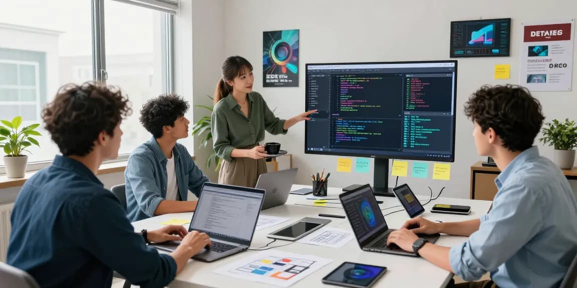 Team collaborating in a modern workspace showcasing the WPS Official Website for enhanced productivity.